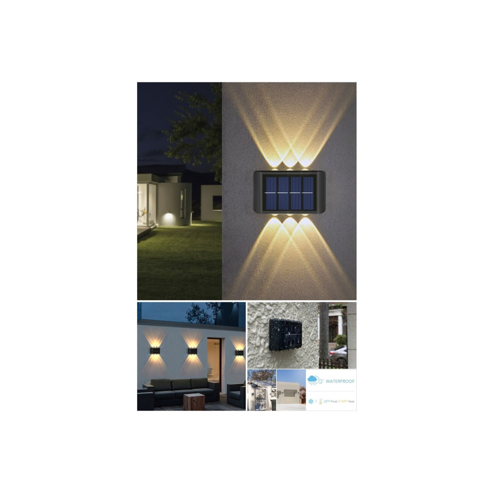 Greathings 2 Adet - Modern 6 Ledli Solar Çift Taraflı Aplik Güneş Enerjili Duvar Aydınlatma Lambası (gün Işığı) Elektrik ve Aydınlatma Fiyatı