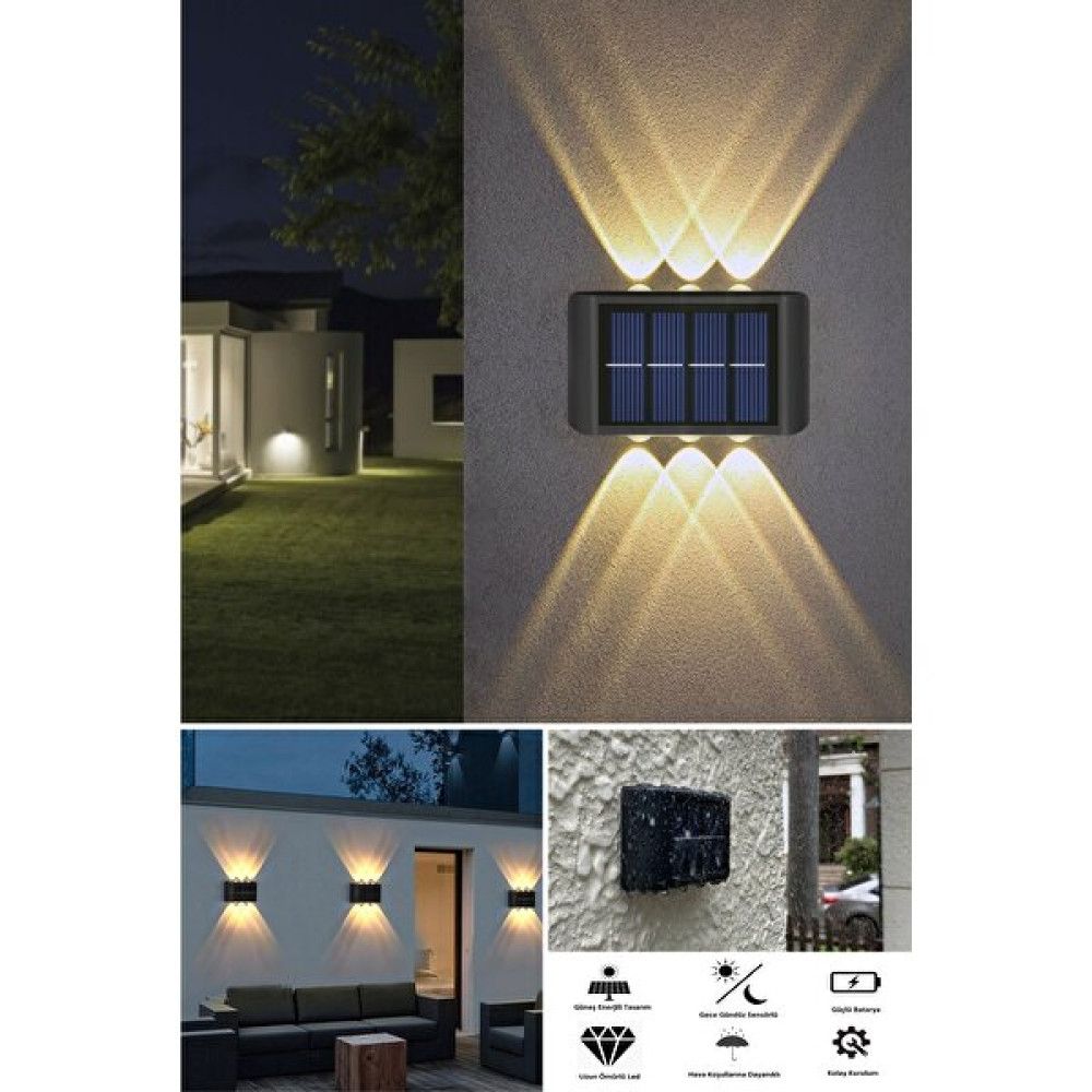Greathings 2 Adet - Modern 6 Ledli Solar Çift Taraflı Aplik Güneş Enerjili Duvar Aydınlatma Lambası (Gün Işığı) - Gün Işığı Dış Mekan & Bahçe Oyuncakları Fiyatı