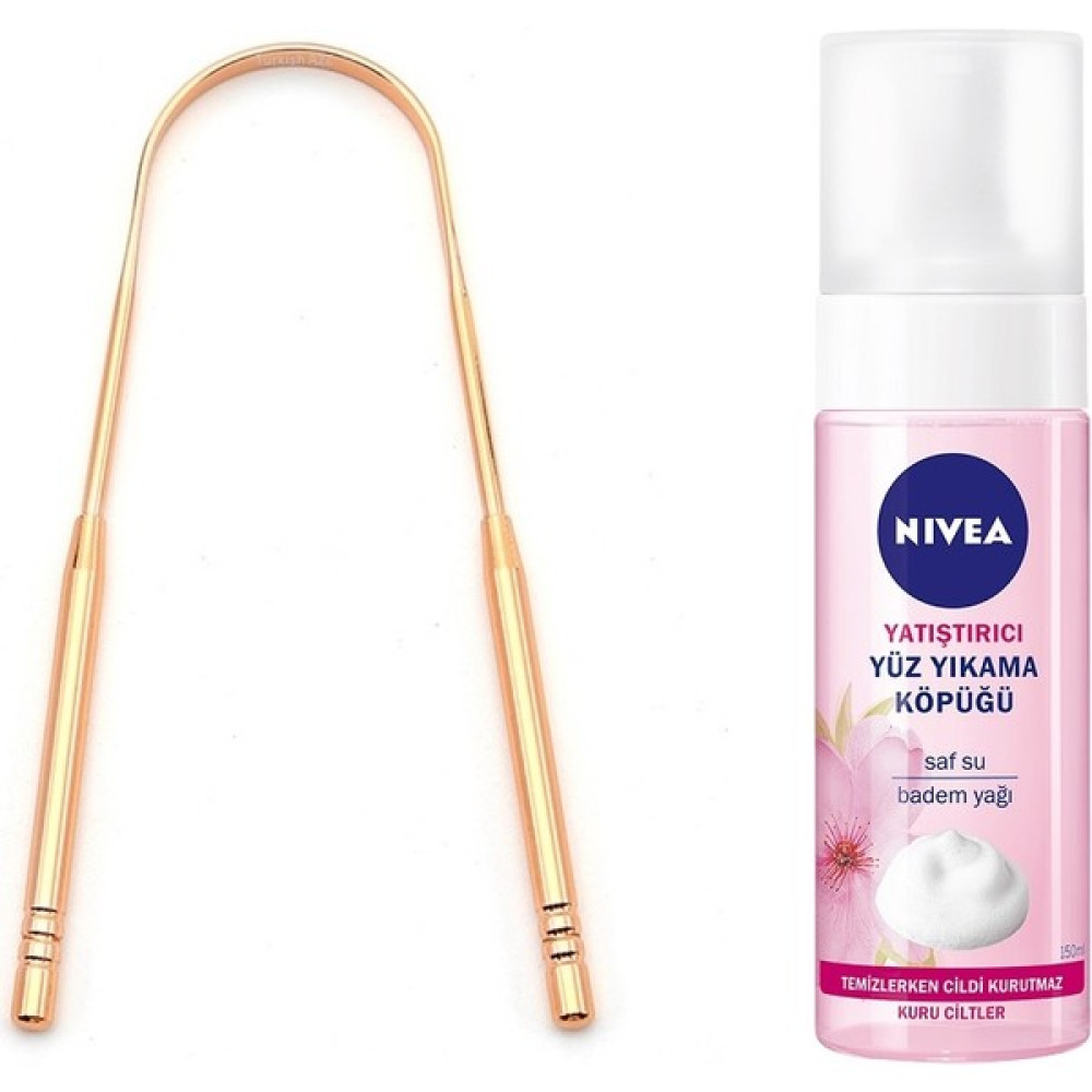Greathings 2li Set Dil Temizleyici Paslanmaz Çelik ve Nivea Yatıştırıcı Yüz Yıkama Köpüğü Kuru Ciltler Için 150 ml Diş Fırçaları Fiyatı