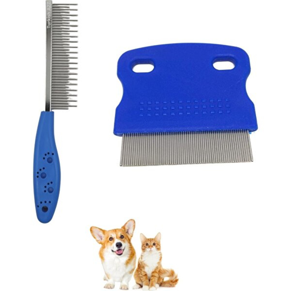 Greathings 2li Set Tüy Açıcı Kedi Köpek Metal Tarağı Fırçası ve Avuç Içi Kedi Köpek Bit Pire Tarağı Evcil Hayvan Ürünleri Fiyatı