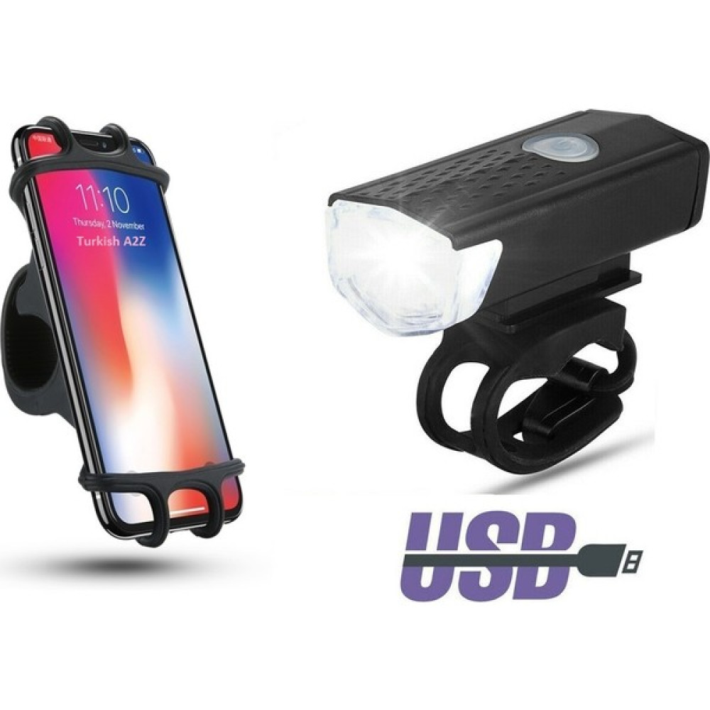 Greathings 360° Bisiklet Scooter Telefon Tutucu ve 300 Lümen Bisiklet Ön Işığı Ön Far Işık Fener Bisiklet Aksesuarları Fiyatı