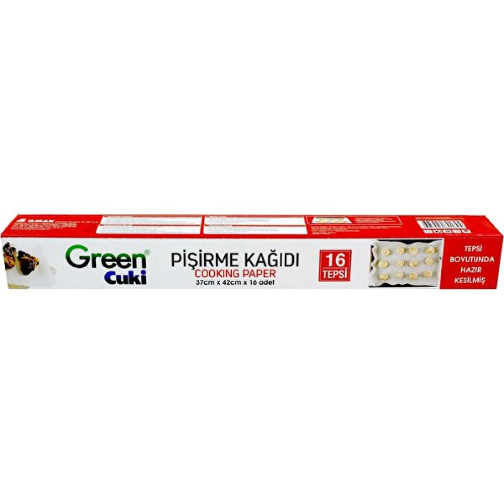 Green Cuki Yağlı Fırın Tepsi Pişirme Kızarma Kağıdı 37 cm x 42 cm Kesimli 16 Yaprak 1 Kutu Pişirme Kağıdı Fiyatı