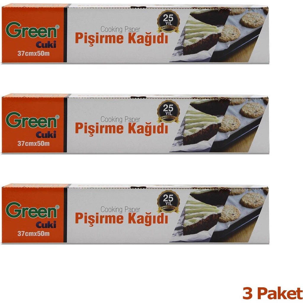 Green Cuki Yağlı Fırın Tepsi Pişirme Kızartma Kağıdı - 37 cm x 50 Metre - 3 Kutu Pişirme Kağıdı Fiyatı