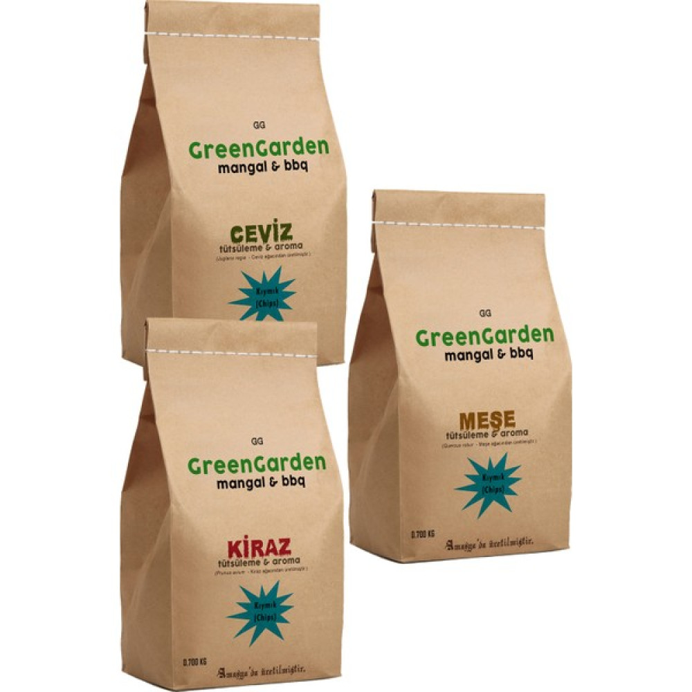 Green Garden Tütsüleme Fümeleme Aroma Kıymıkları - Mangal Barbekü Tütsü, Aroma Chips - 3'lü Set Meşe-Kiraz-Ceviz Oto Boyaları Fiyatı