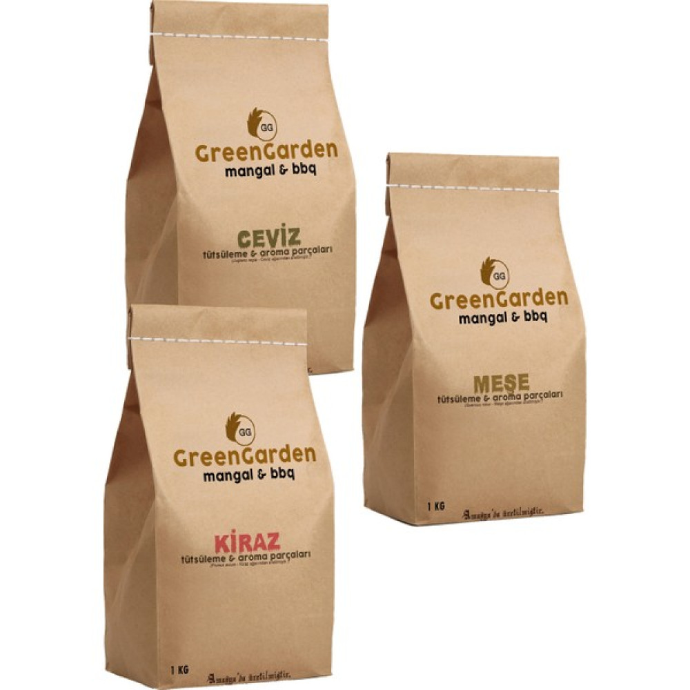 Green Garden Tütsüleme Fümeleme Aroma Parçaları -Mangal Barbekü Aroma Ahşap Odun Parçası, 3'lü Set (Chunks) Mangal & Barbekü Malzemeleri Fiyatı