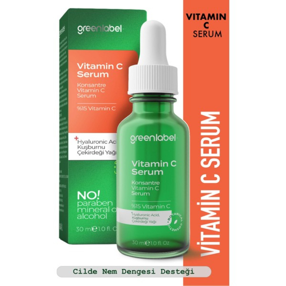 Green Label Aydınlatıcı ve Canlandırıcı C Vitamini Cilt Serumu 30ML. Anti-Aging / Yaşlanma Karşıtı Fiyatı