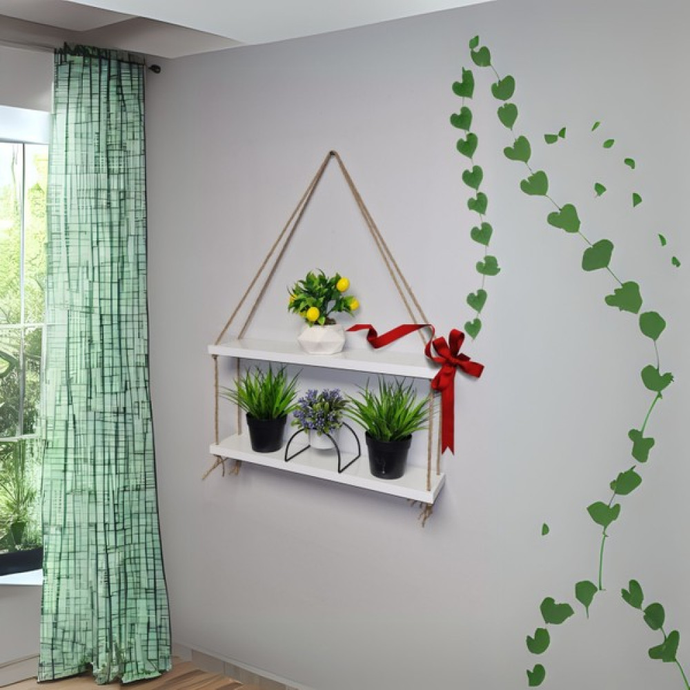 Green Life Design Modern Dekoratif Tasarım Beyaz Halatlı Iki Katlı Oturma Odası Çocuk Odası Duvar Rafı Duvar Rafı Fiyatı