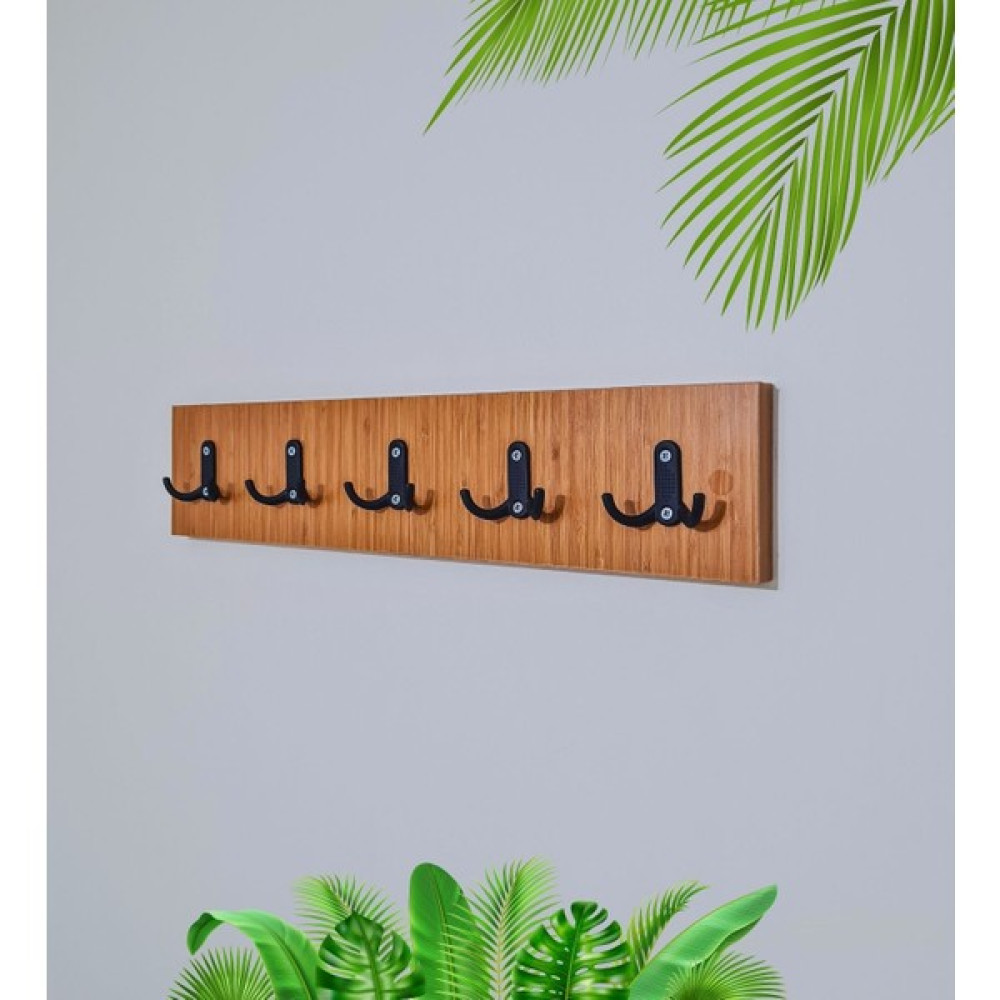 Green Life Design Portmanto Duvar Askılığı Modern Elbise Askılığı 5'li Metal Askılıklı - Bambu Eşya Saklama / Düzenleme Fiyatı