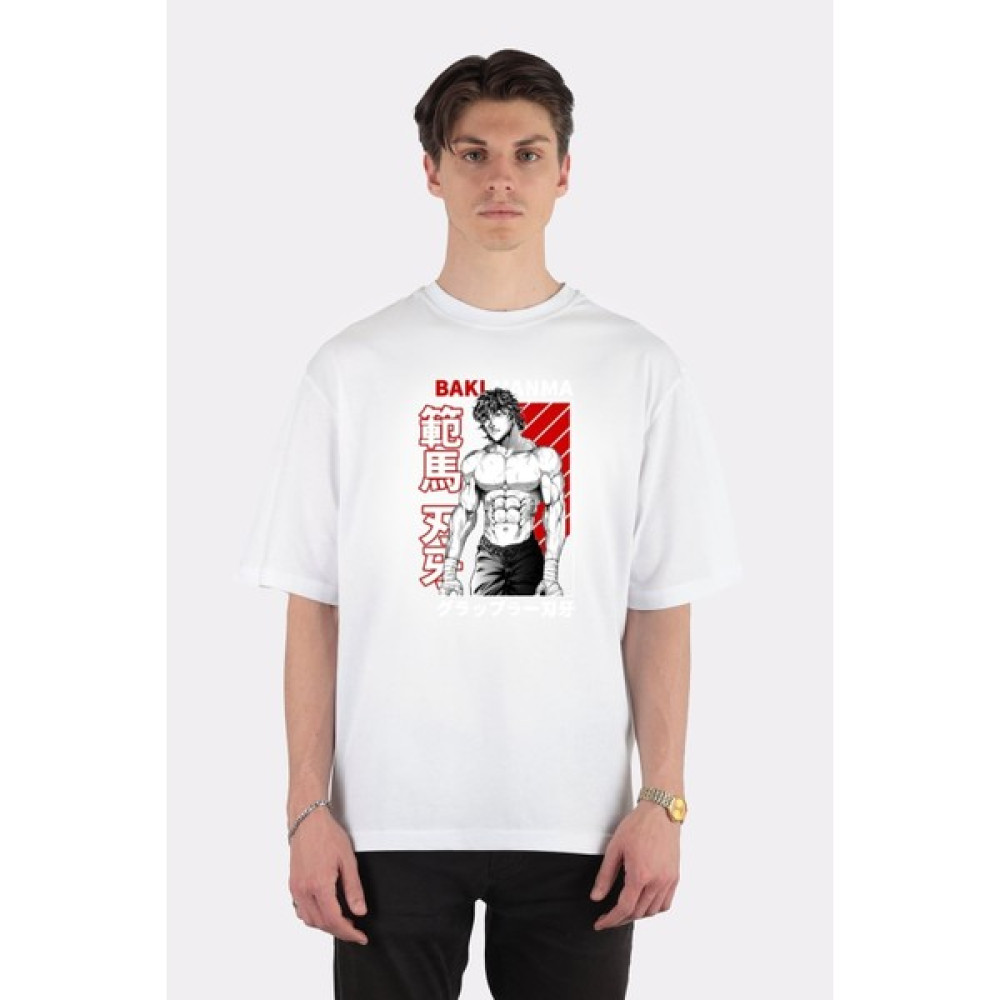 Green Mint Beyaz Oversize T-Shirt Baki Hanma, Baki The Grappler Anime T-Shirt Erkek T-shirt Fiyatı