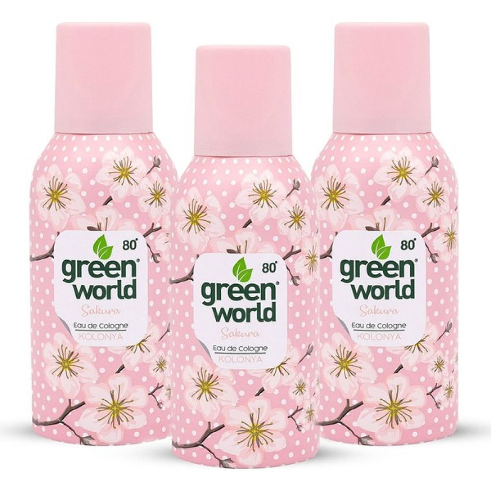 Green World 3'lü Aerosol Sprey Kolonya Sakura  3X150 ml Kolonya & Gülsuyu Fiyatı