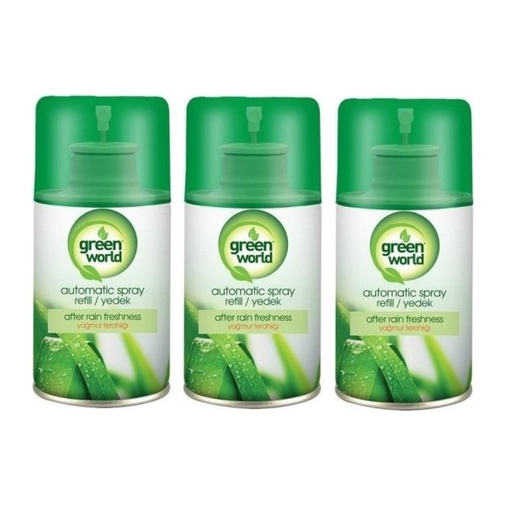 Green World Otomatik Makina Yedek Sprey Yağmur Ferahlığı 3 x 250 ml Oda Kokusu Fiyatı