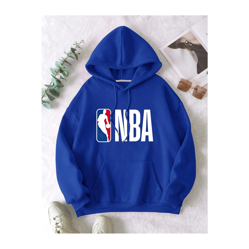GREENCACTUS Unisex Erkek/Kadın BASKET Renkli Özel Baskılı Oversize Kapüşonlu Sweatshirt BASKETNBA XL Beden Bayan Sweatshirt Fiyatı