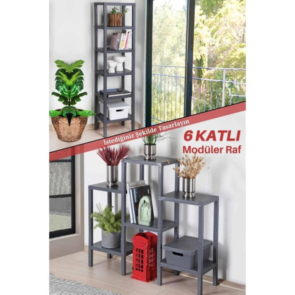 Greenfor Evlife Dekoratif 6 Bölmeli Plastik Çok Amaçlı Banyo Düzenleyici Saksılık Kitaplık Organizer Saklama Kapları Fiyatı
