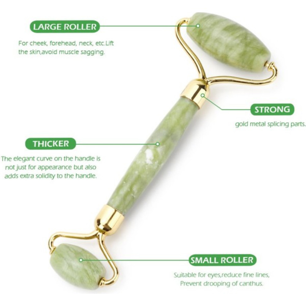GreenLora Çift Taraflı Yeşim Taşı Cilt Masaj Bakım Aleti Gua Sha - Jade Roller - Koyu Yeşil Masaj Cihazları Fiyatı