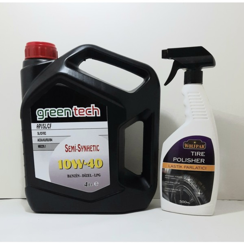 Greentech 10W-40 Motor Yağı 4 Litre (Üretim yılı :2023)+ Lastik Parlatıcı 500 ml Motor Yağı Fiyatı