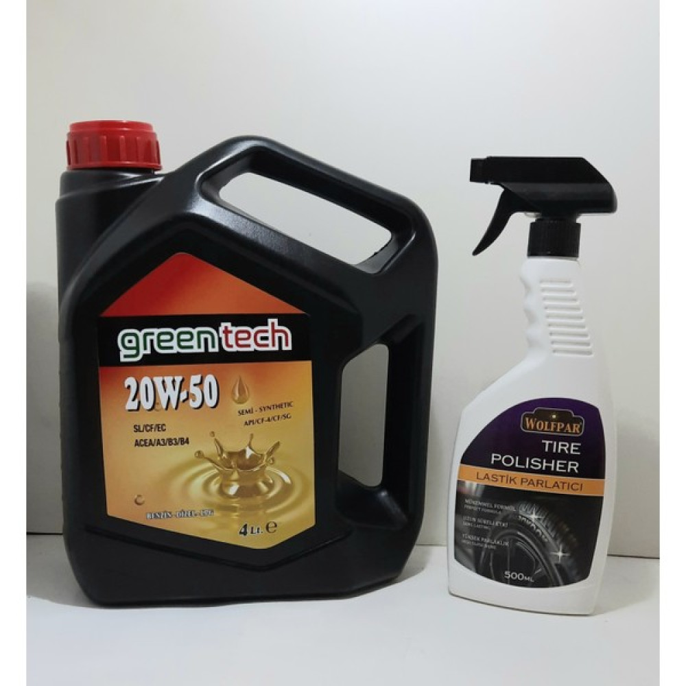 Greentech 20W-50 Motor Yağı 4 Litre (Üretim yılı :2023)+ Lastik Parlatıcı 500 ml Motor Yağı Fiyatı