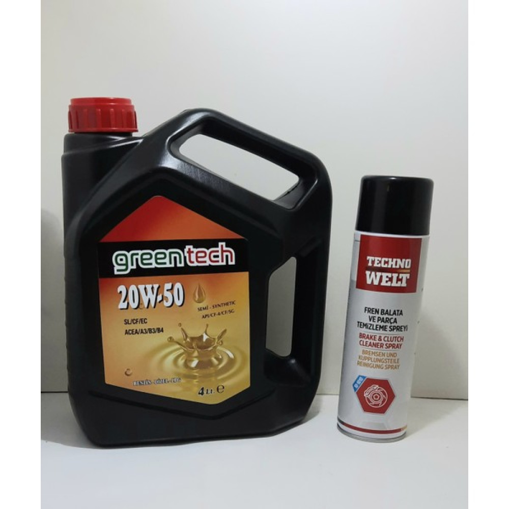 Greentech 20W-50 Motor Yağı 4 Litre (Üretim yılı :2023) (Üretim yılı :2023)+ Balata Spreyi 500 ml Motor Yağı Fiyatı