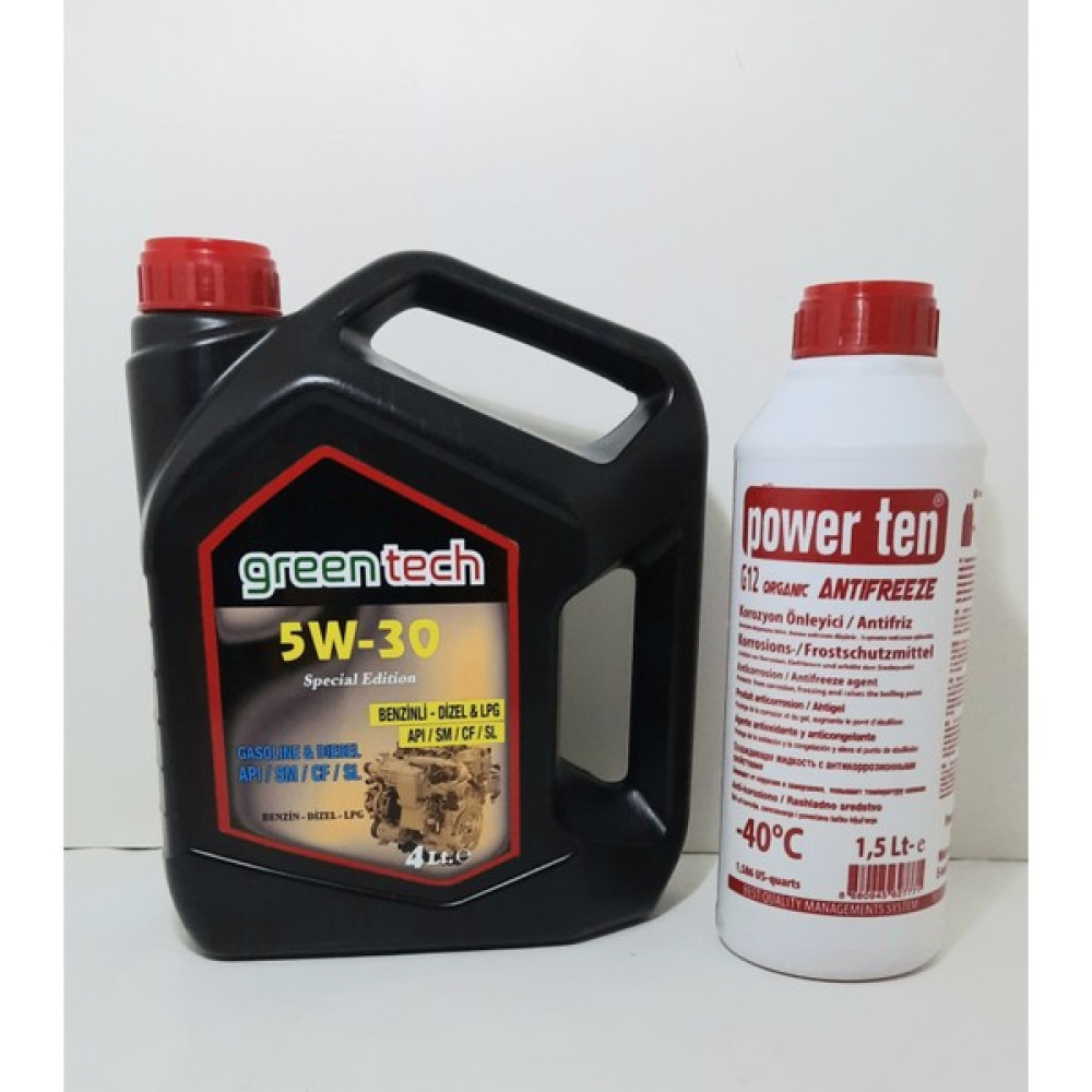 Greentech 5W-30 Motor Yağı 4 Litre (Üretim yılı :2023)+ Kırmızı Antifiriz 1,5 Litre Motor Yağı Fiyatı