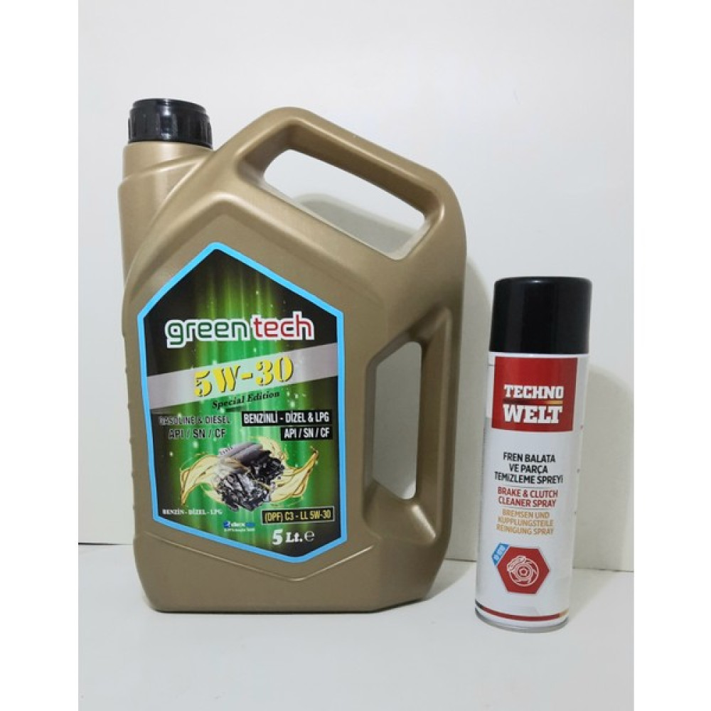 Greentech 5W-30 Motor Yağı 5 Litre Dpf Partiküllü (Üretim yılı :2023)+ Balata Spreyi 500 ml Motor Yağı Fiyatı