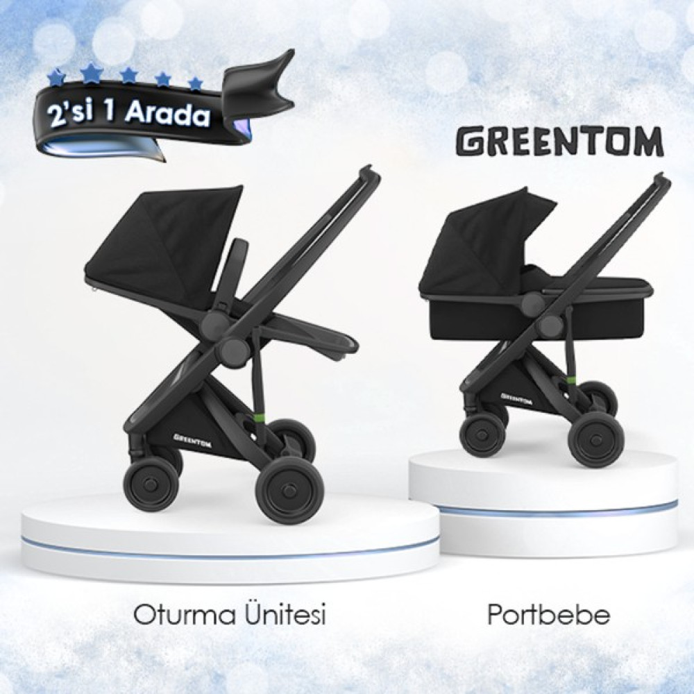 Greentom 2'si 1 Arada Set - Bebek Arabası - Siyah - Gri Bebek Arabası-Puset Aksesuarları Fiyatı
