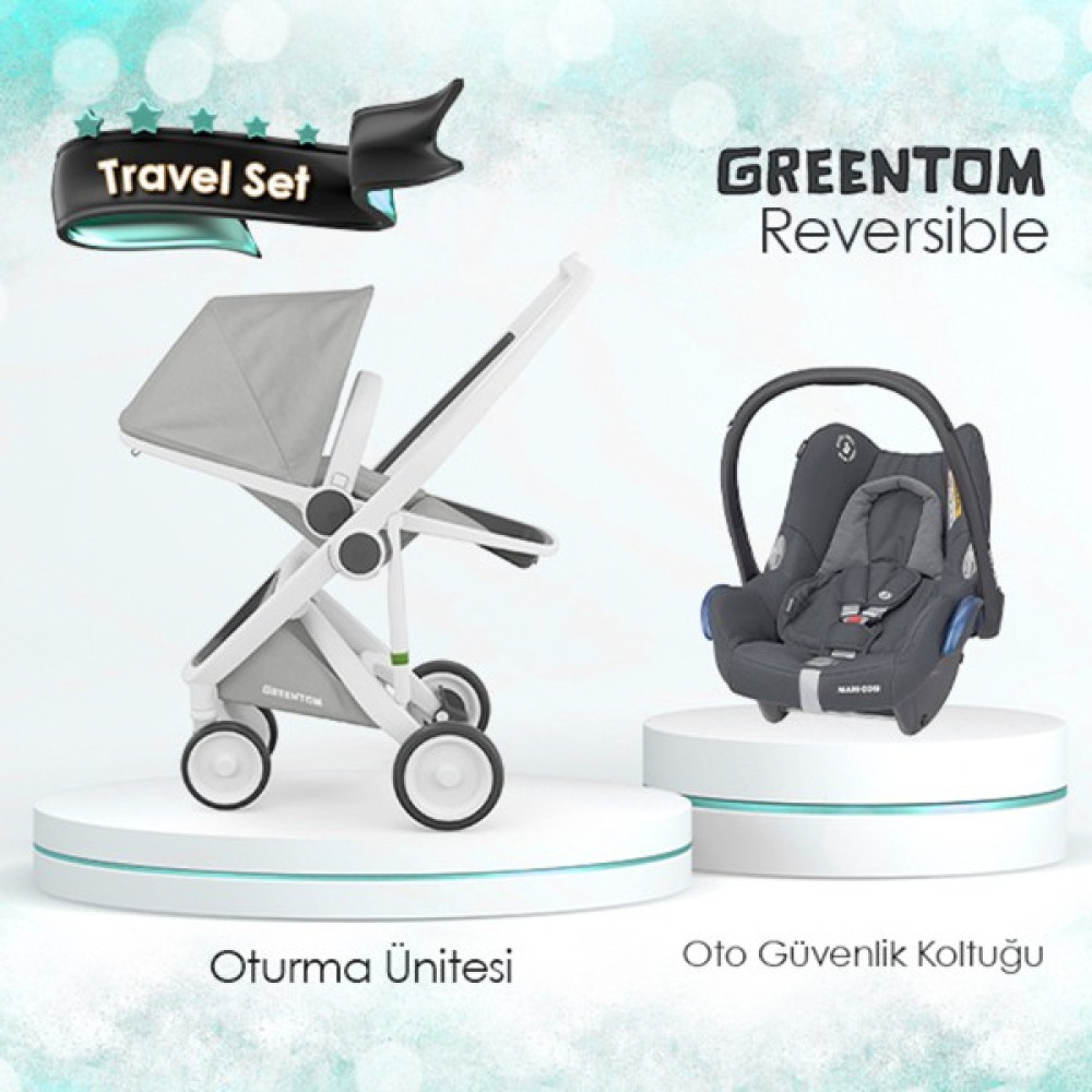 Greentom Reversible Travel Set Özel Seri - Gri Bebek Arabası-Puset Aksesuarları Fiyatı