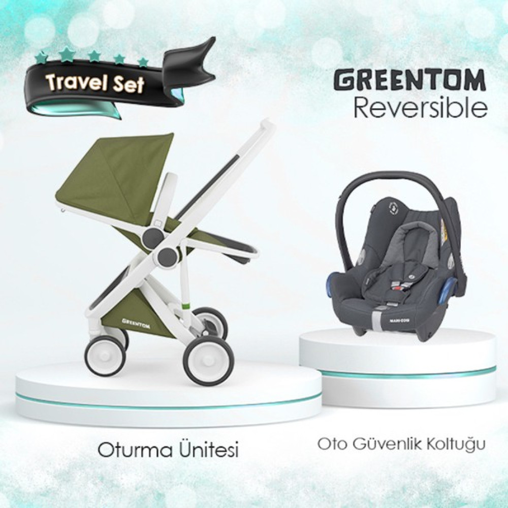 Greentom Reversible Travel Set Özel Seri - Haki Bebek Arabası-Puset Aksesuarları Fiyatı
