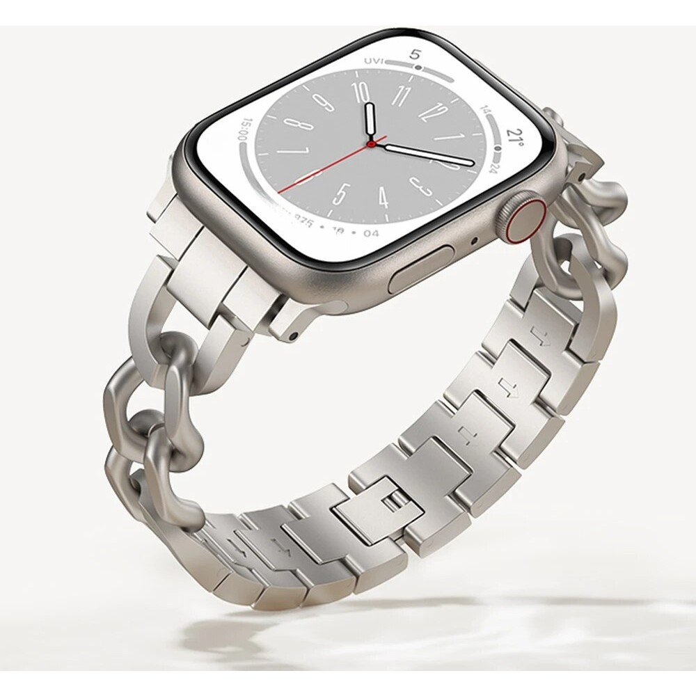 Gregoss Apple Watch 38 40 41 mm Seri 10-42mm Seri 9/8/se/7/6/5/4/3/2 Paslanmaz Çelik Metal Kordon - Starlight Akıllı Saat Aksesuarı Fiyatı