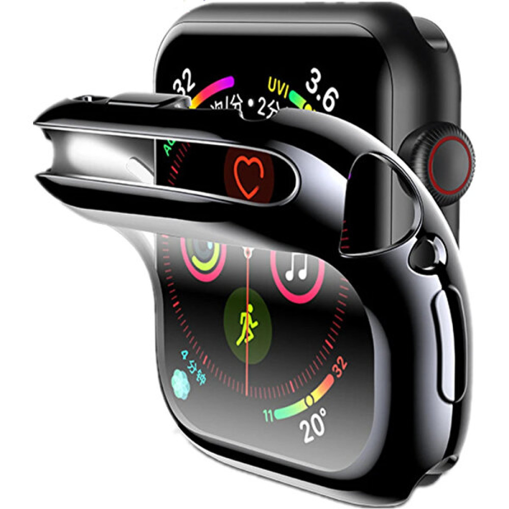 Gregoss Apple Watch Uyumlu 1 2 3 4 5 6 Se 7 Serisi ( 45MM ) 360 Tam Koruma Silikon Kılıf - Siyah - Şeffaf Giyilebilir Teknoloji Aksesuarları Fiyatı