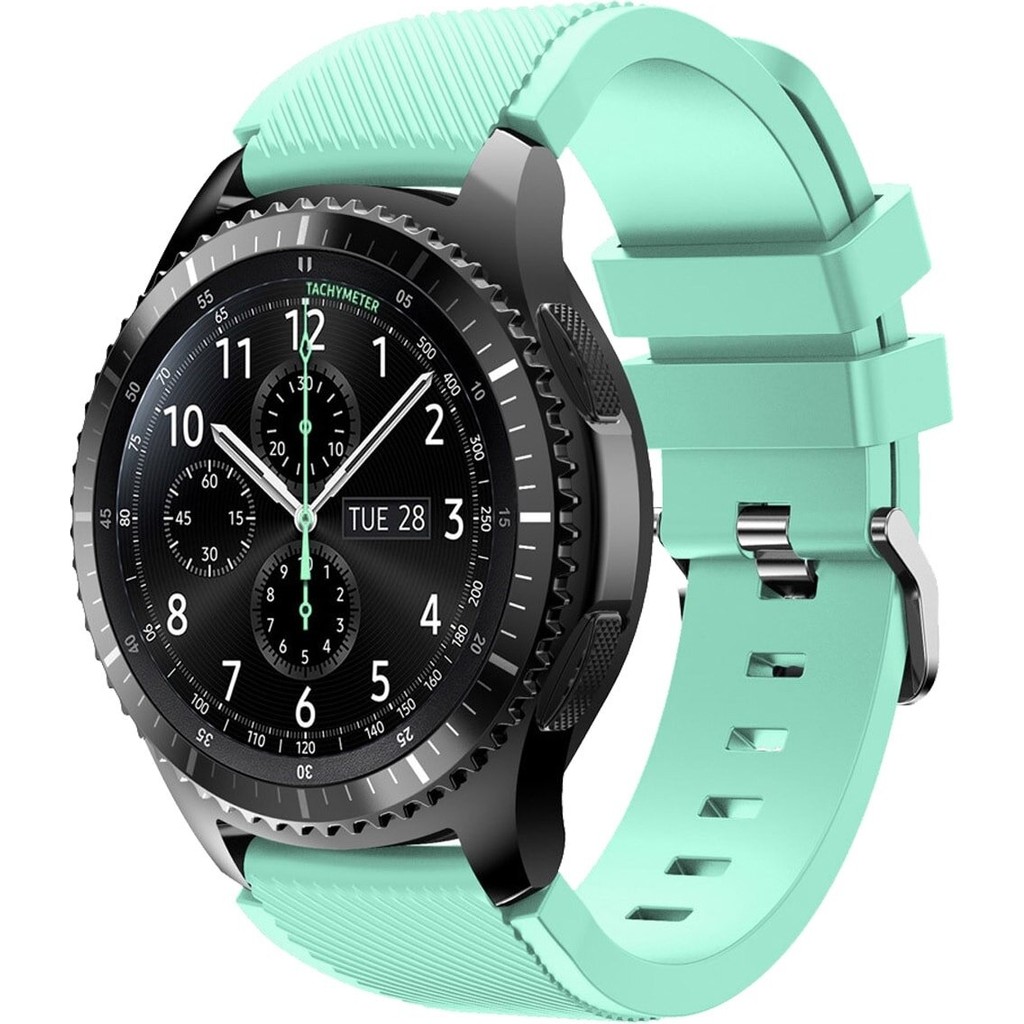 Gregoss Samsung Gear S3 /huawei Gt 2 46 mm (22 mm ) Silikon Şeritli Çizgili Tasrım Kayış Kordon - Su Yeşili Cep Telefonu Fiyatı
