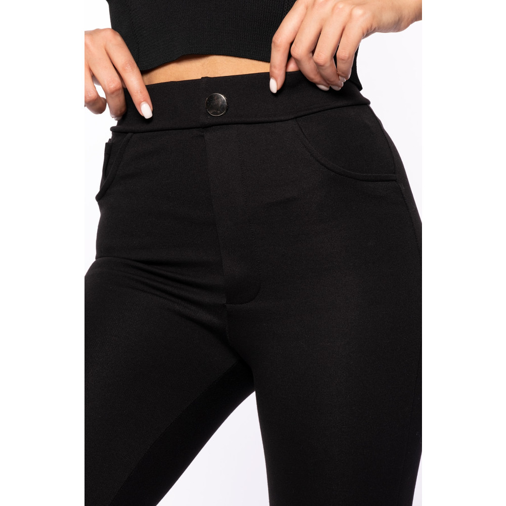Grenj Fashion Siyah Yüksek Bel Düğme Ve Cep Detaylı Toparlayıcı Pantolon Tayt 2XL Beden Tayt Fiyatı