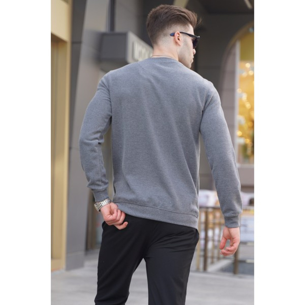 Gri Bisiklet Yaka Regular Fit Basic Sweatshirt 5799 Erkek T-shirt Fiyatı