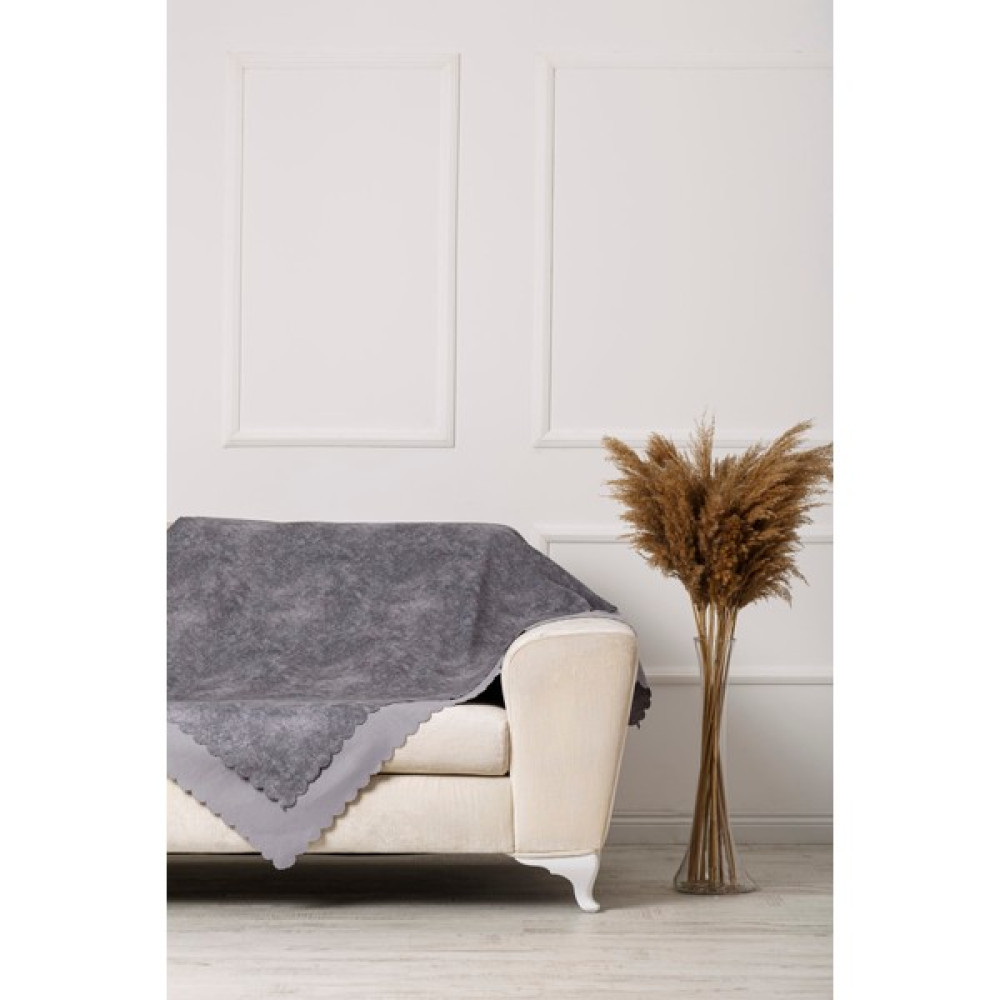 Gri Çift Taraflı Damarlı Şönil Çekyat Koltuk Örtüsü Şalı - 170 x 220 cm Koltuk & Kanepe Örtüsü Fiyatı