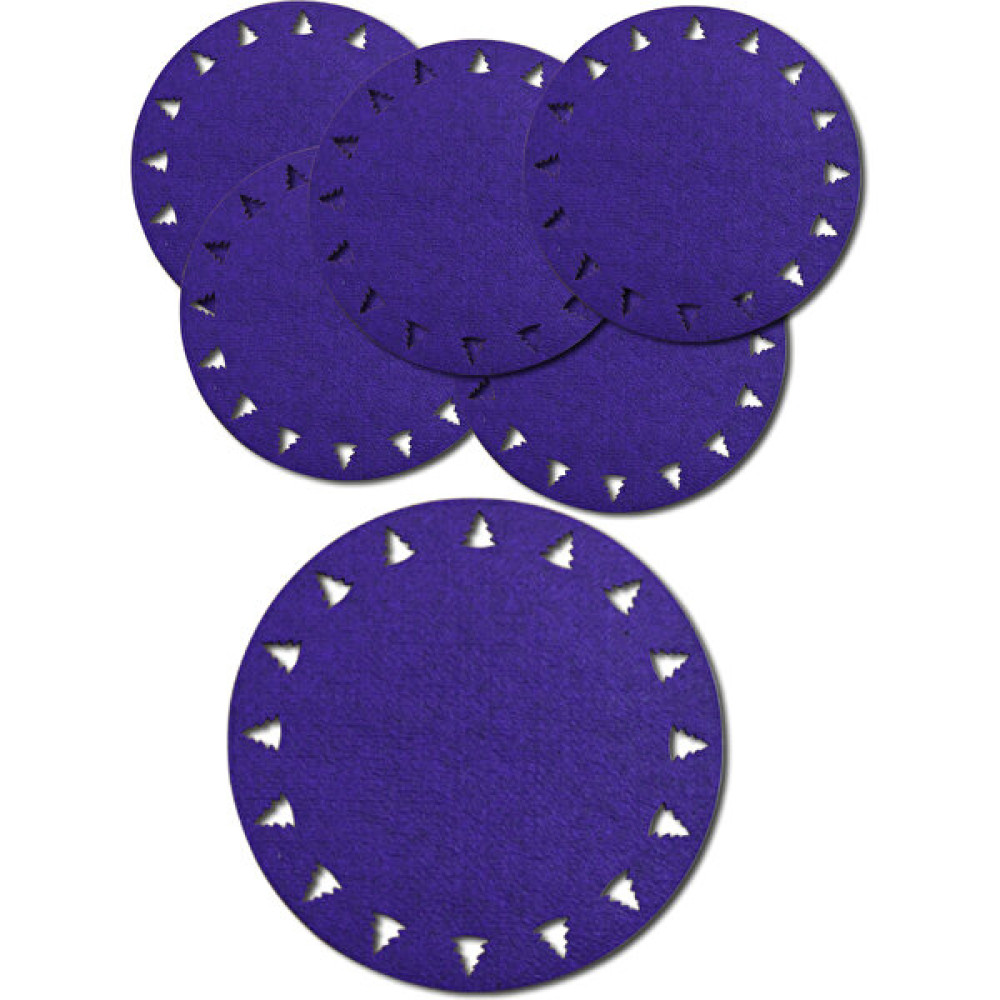 Gri Grafik 6 Parça Keçe Amerikan Servis Takımı, Supla Set, Çam Ağacı Desenli - 32 x 32 cm - Mor Amerikan Servis Fiyatı