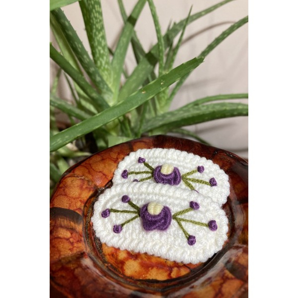 Gri Mor Tekstil 2'li Kız Çocuk El Örmesi Mor Çiçek Desenli Çıt Çıtlı Toka Toka, Taç & Saç Bandı Fiyatı
