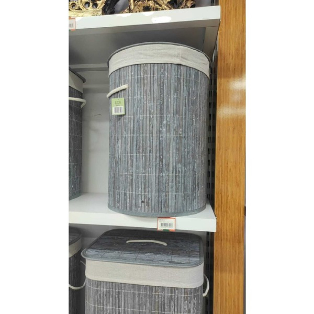 Gri Tek Bölmeli Yuvarlak Gri Çamaşır Sepeti 99+ L Bambu 100 x 100 - 0 Sepet Fiyatı
