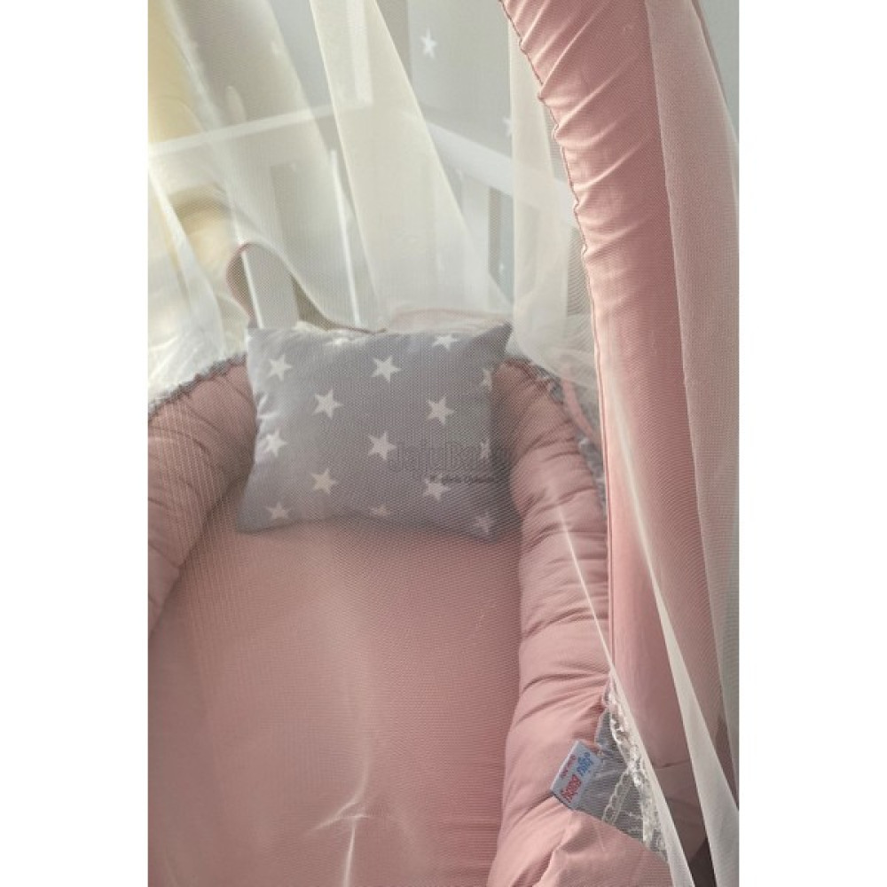 Gri Yıldızlı Pudra Cibinlik ve Oyuncak Askılı Lüx Tasarım Babynest - Fuşya Park Yatak / Oyun Parkı Fiyatı