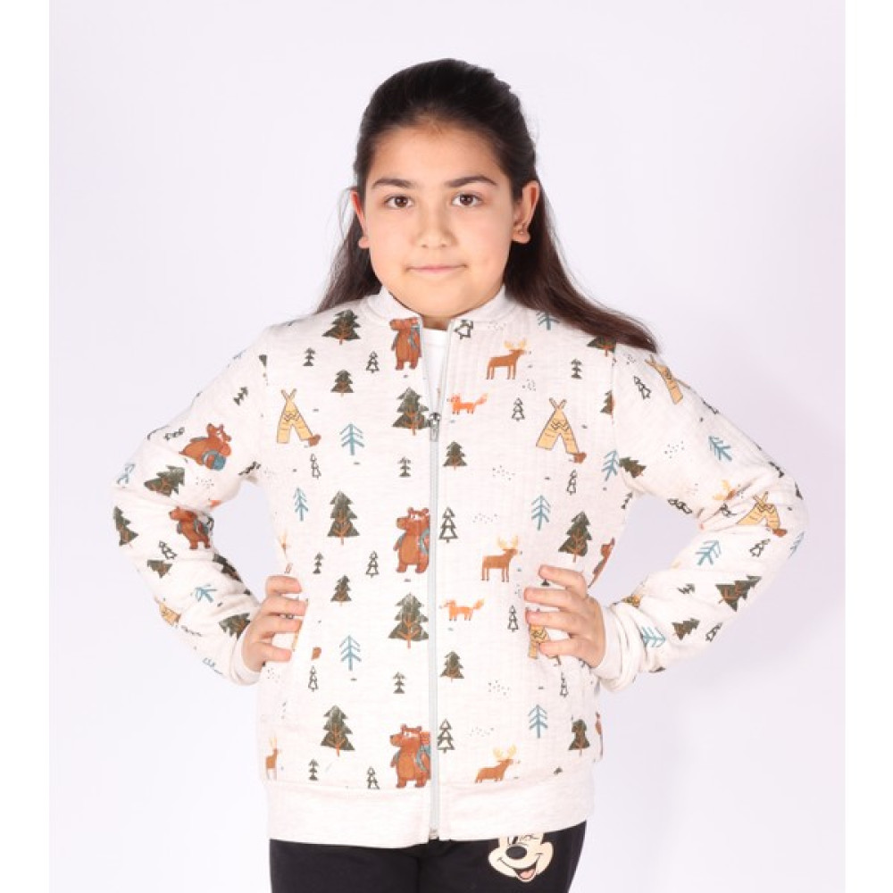 Griffon Metraj Baskı Detaylı Fermuarlı Kız Çocuk Sweatshirt K1002A6 Kız Çocuk Sweatshirt Fiyatı