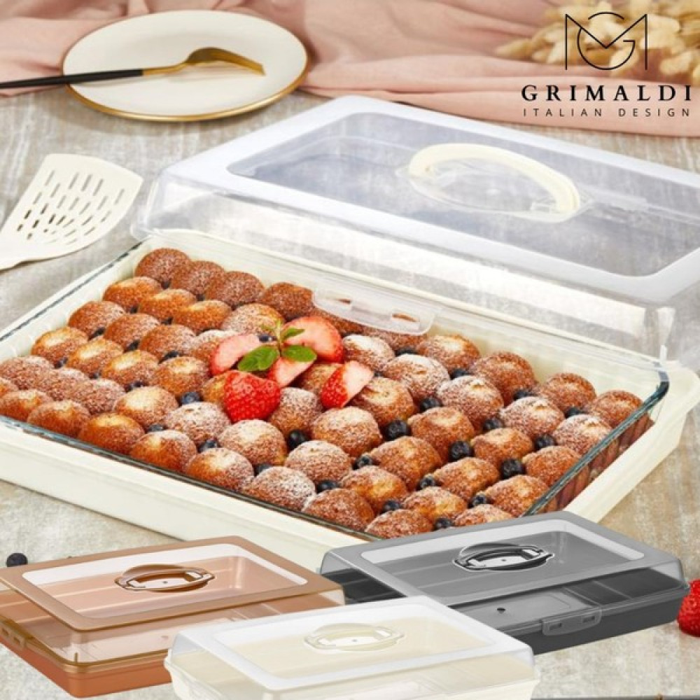 Grimaldi Pasta Börek Kabı Borcam Saklama Kabı Piknik Seti Plastik Şeffaf Kapaklı Kilitli KAPAK|44X30CM Saklama Kapları Fiyatı