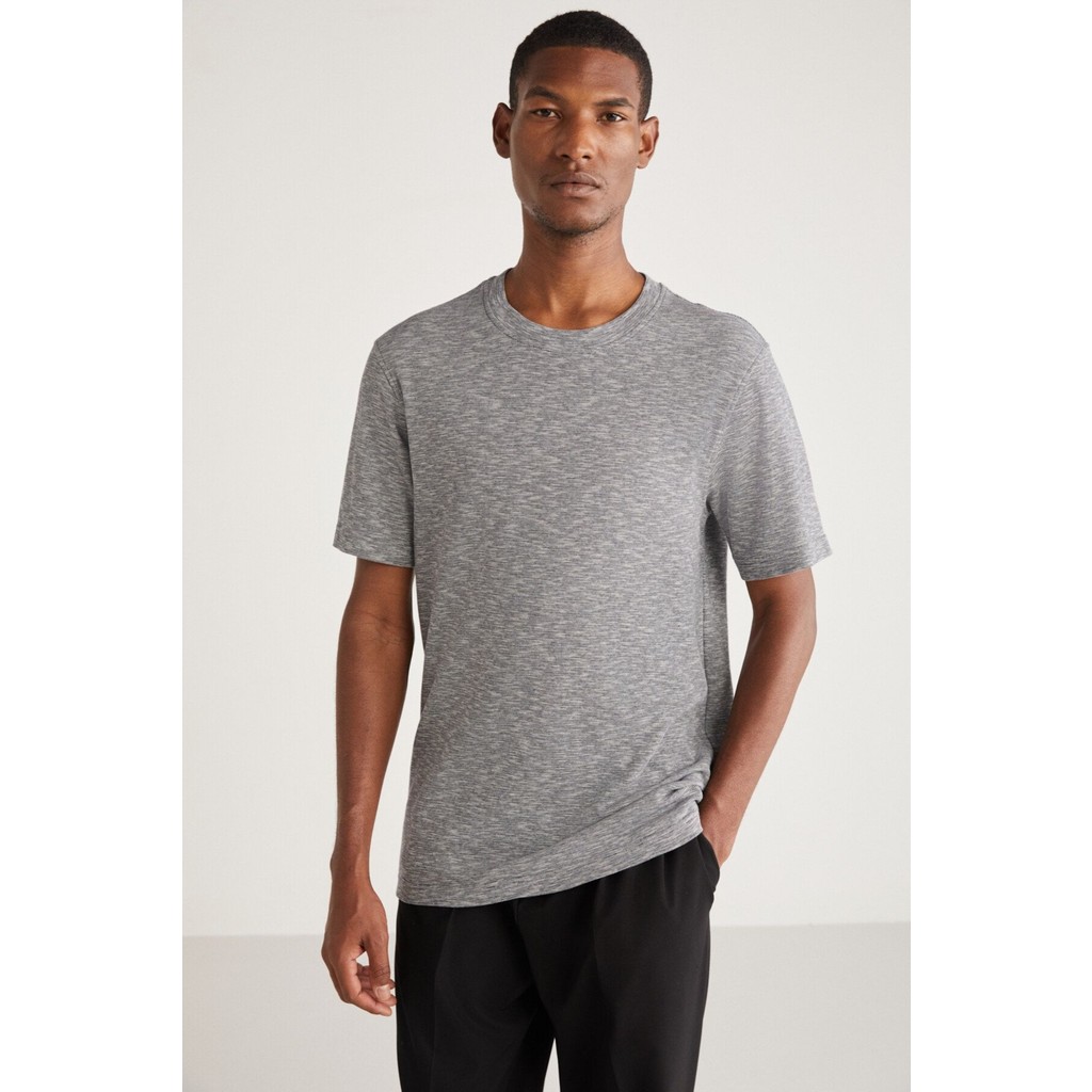 Grimelange Abbott Erkek Comfort Fit Özel Dokulu Kırcıllı Görünümlü Gri T-shirt Erkek T-shirt Fiyatı