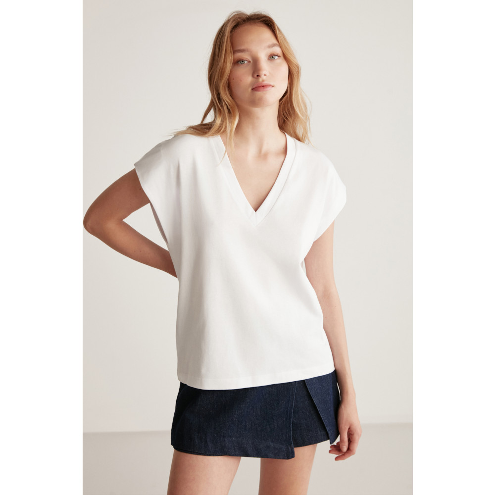 GRIMELANGE Astrıd Basic Relaxed Beyaz T-shirt M Beden Bayan T-shirt Fiyatı