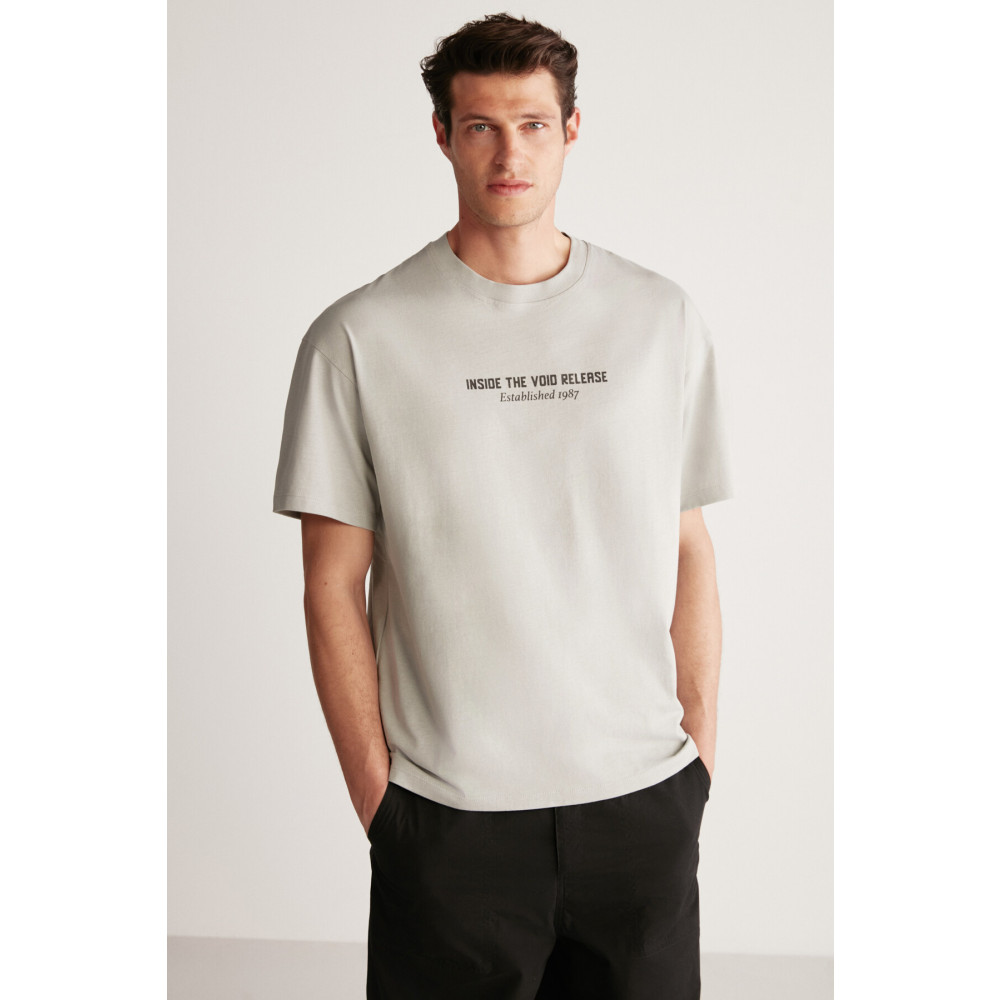 GRIMELANGE Bastıan Oversize Gri T-shirt L Beden Bayan T-shirt Fiyatı
