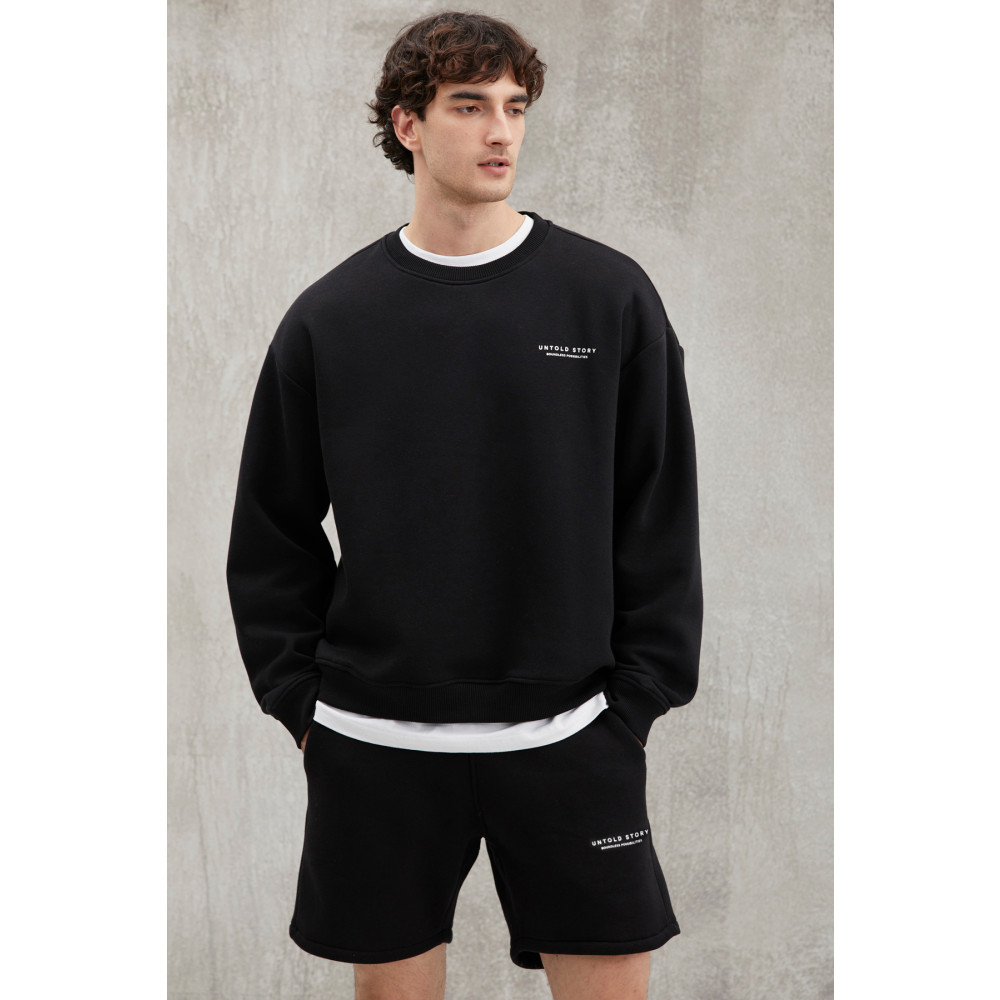 GRIMELANGE Bryan Erkek Yumuşacık Kumaşlı Oversize Fit Yuvarlak Yakalı Baskılı Sweatshirt S Beden Bayan Sweatshirt Fiyatı