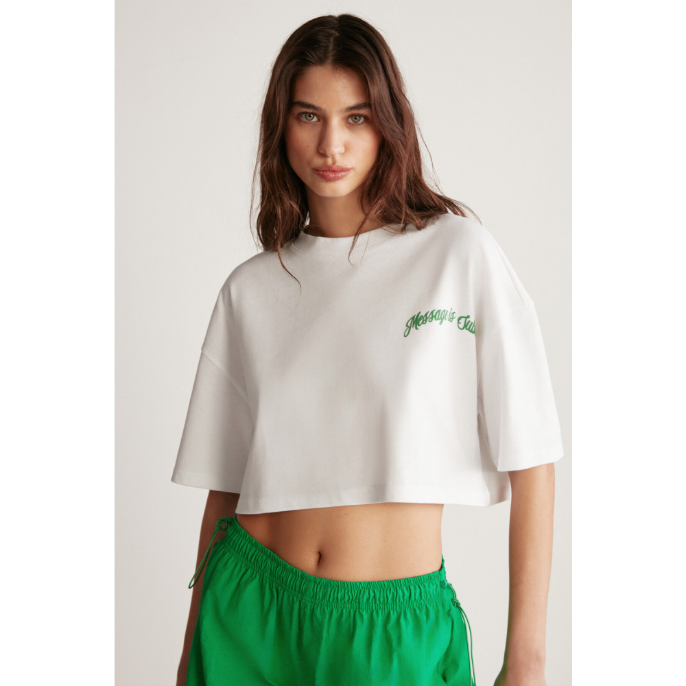 GRIMELANGE Carıssa Crop Oversize Tekli T-shirt M Beden Bayan T-shirt Fiyatı