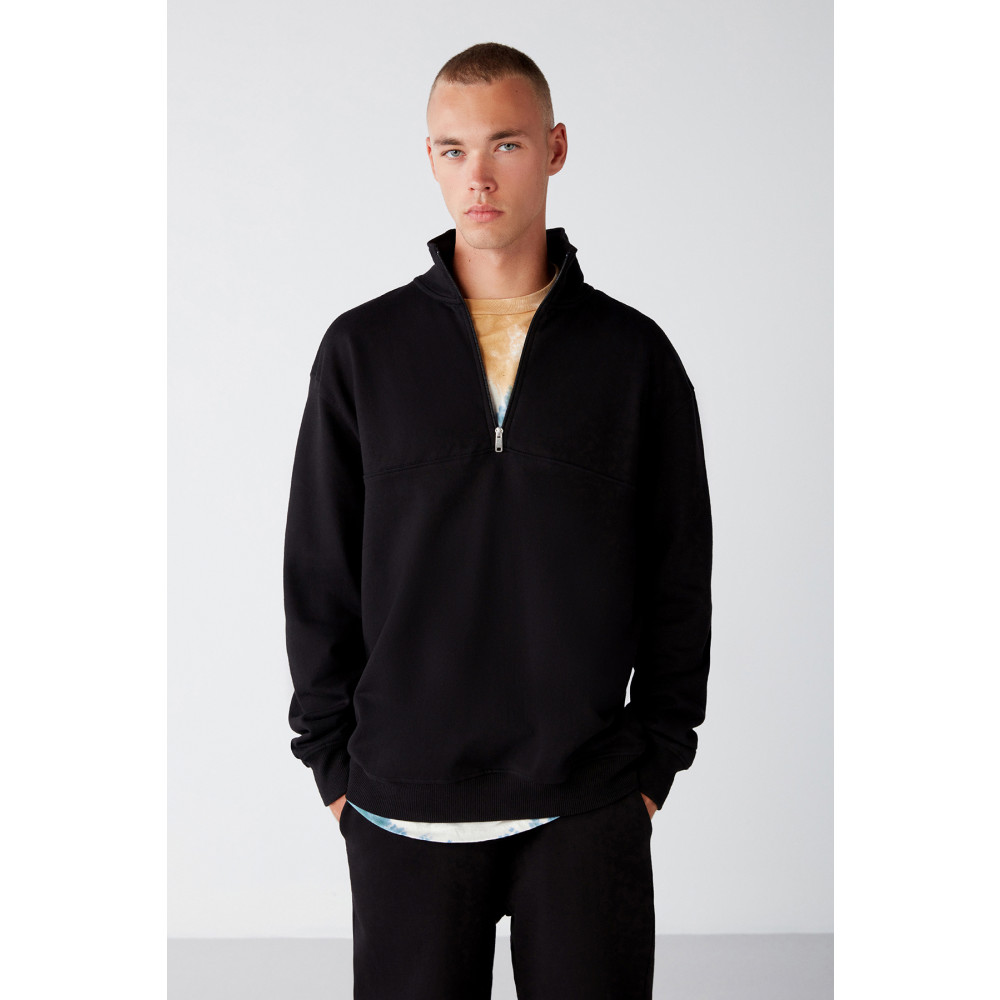 GRIMELANGE Frame Erkek Yarım Fermuarlı Dik Yakalı Yumuşacık Kumaşlı Polarlı Sweatshirt XXL Beden Bayan Sweatshirt Fiyatı