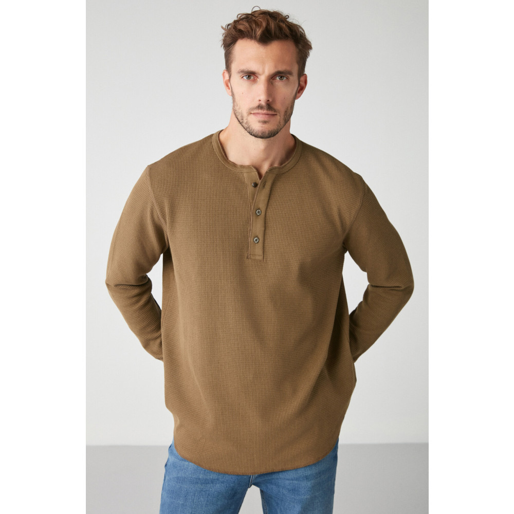 GRIMELANGE Patrıck Relaxed Regular Haki T-shirt L Beden Bayan T-shirt Fiyatı