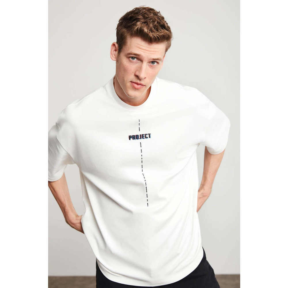 GRIMELANGE Project Erkek Oversize Fit Kalın Dokulu Kumaşlı T-shirt XXL Beden Bayan T-shirt Fiyatı
