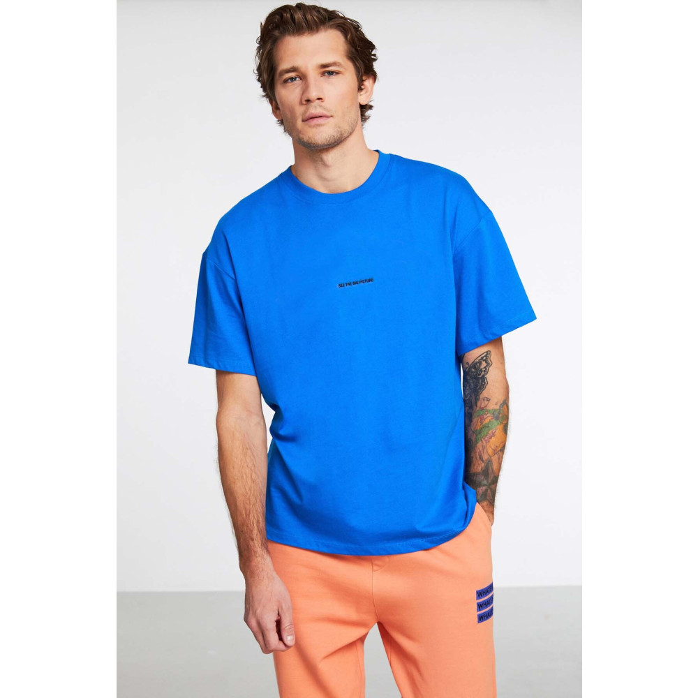 GRIMELANGE Rıver Oversize Saks Mavi T-shirt L Beden Bayan T-shirt Fiyatı