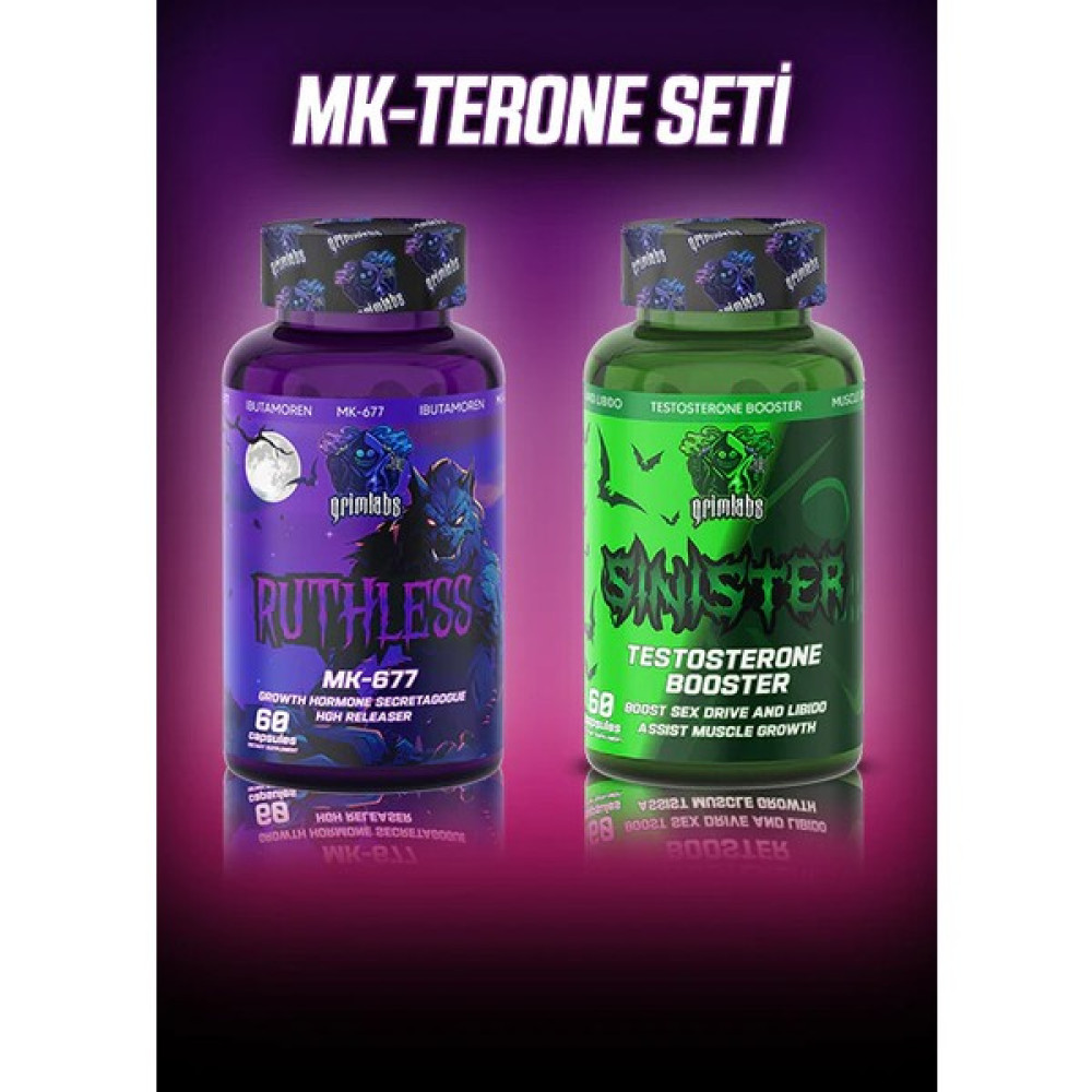 Grimlabs MK-677 + Sinister Testo Booster Mix Mk - Terone Seti 60 Kapsül Amino Asit Fiyatı