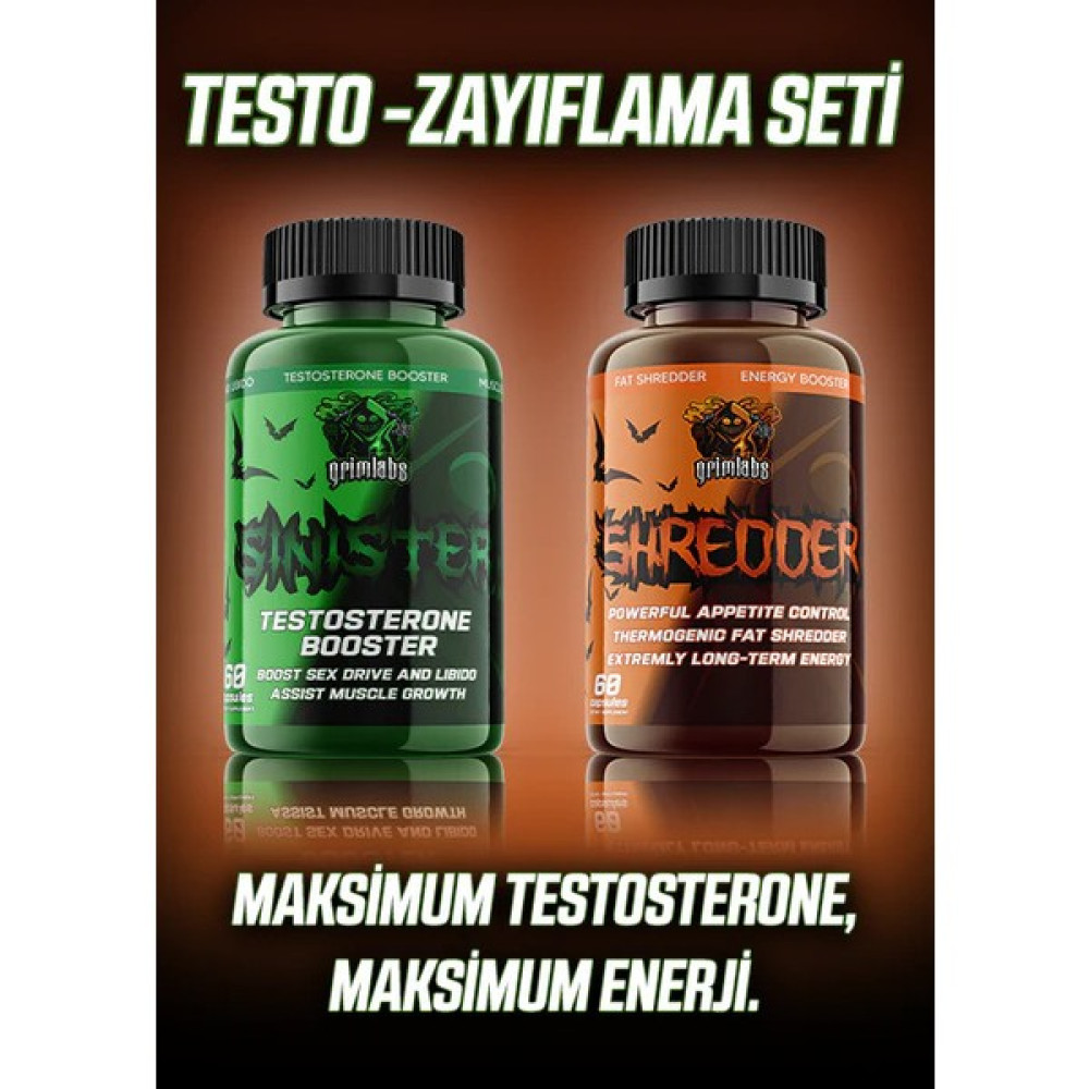 Grimlabs Sinister Booster Shredder Fat Burner Testo Cuts Definasyon Paketi 60 Kapsül Sporcu Besinleri Fiyatı
