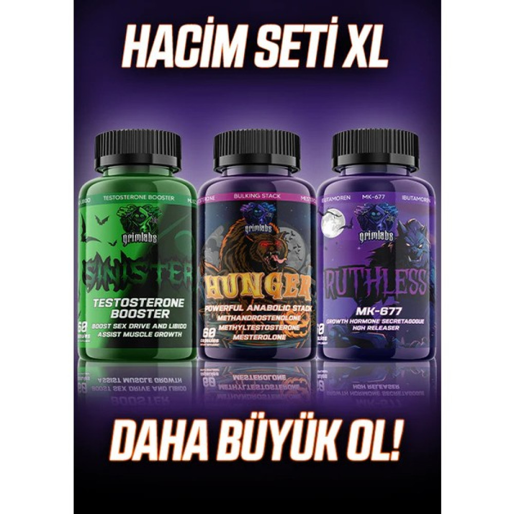 Grimlabs XL Hacim Seti - Ruthless Mk/677 And Hunger And Sinister Testo Booster Amino Asit Fiyatı